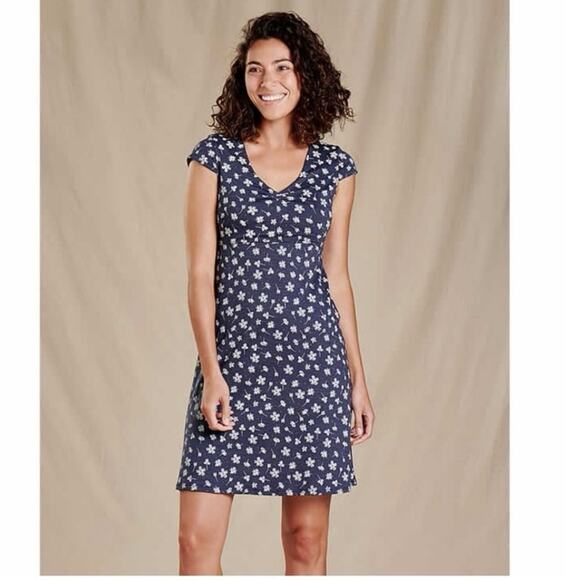 Toad & Co Rosemary Dress Floral Cap Sleeves Size‎ M - Picture 1 of 7